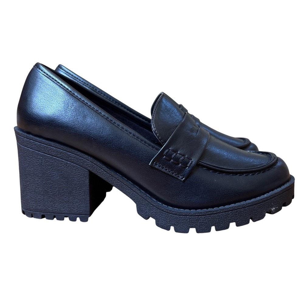 Soda Platform Loafers Women Black Chunky Lug Sole Penny Shoes SIZE 9.5